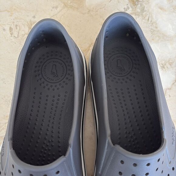 Native Shoes Unisex-Adult Miles Slip On Rubber Shoes Dublin Grey/Shell White - Picture 9 of 12